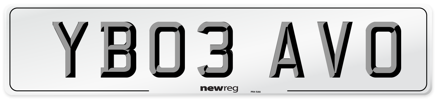 YB03 AVO Number Plate from New Reg